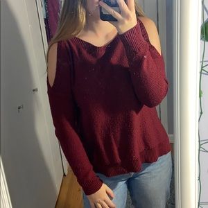 Hollister Burgundy Off the Shoulder Sweater